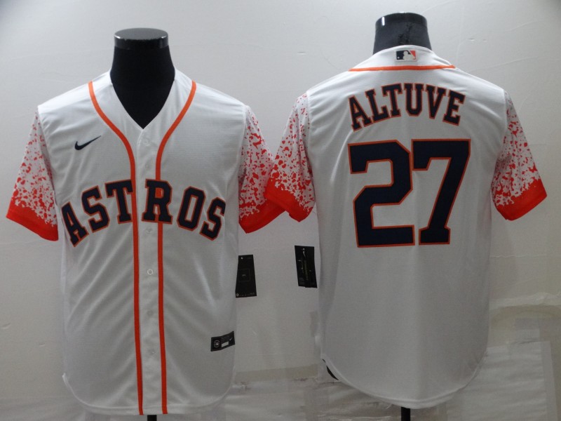 Men's Houston Astros #27 Jose Altuve White City Connect Cool Base Stitched Baseball Jersey
